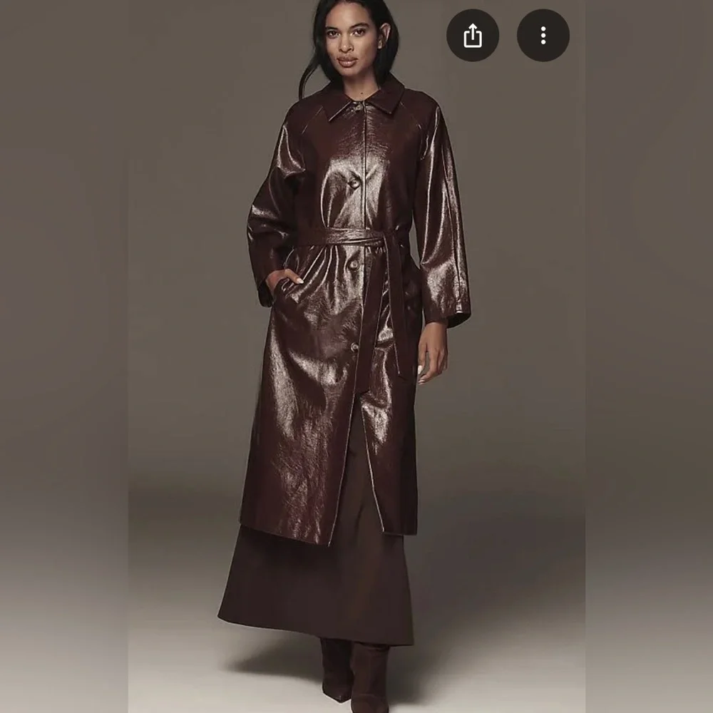 FRNCH Paris Halimi Patent Faux Leather Trench Coat - Picture 3 of 4